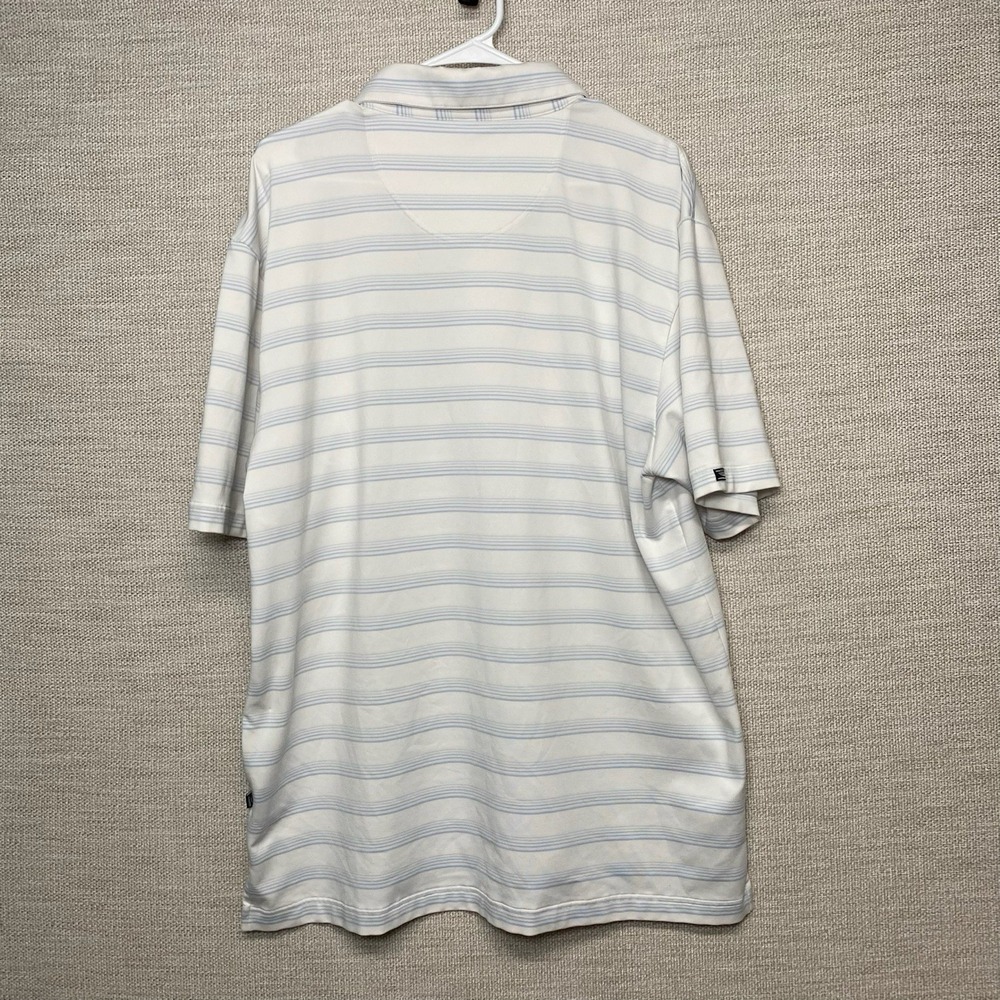 The Bridges Straight Down Golf Polo L Mens White Light Blue Stripe Performance - Picture 3 of 11